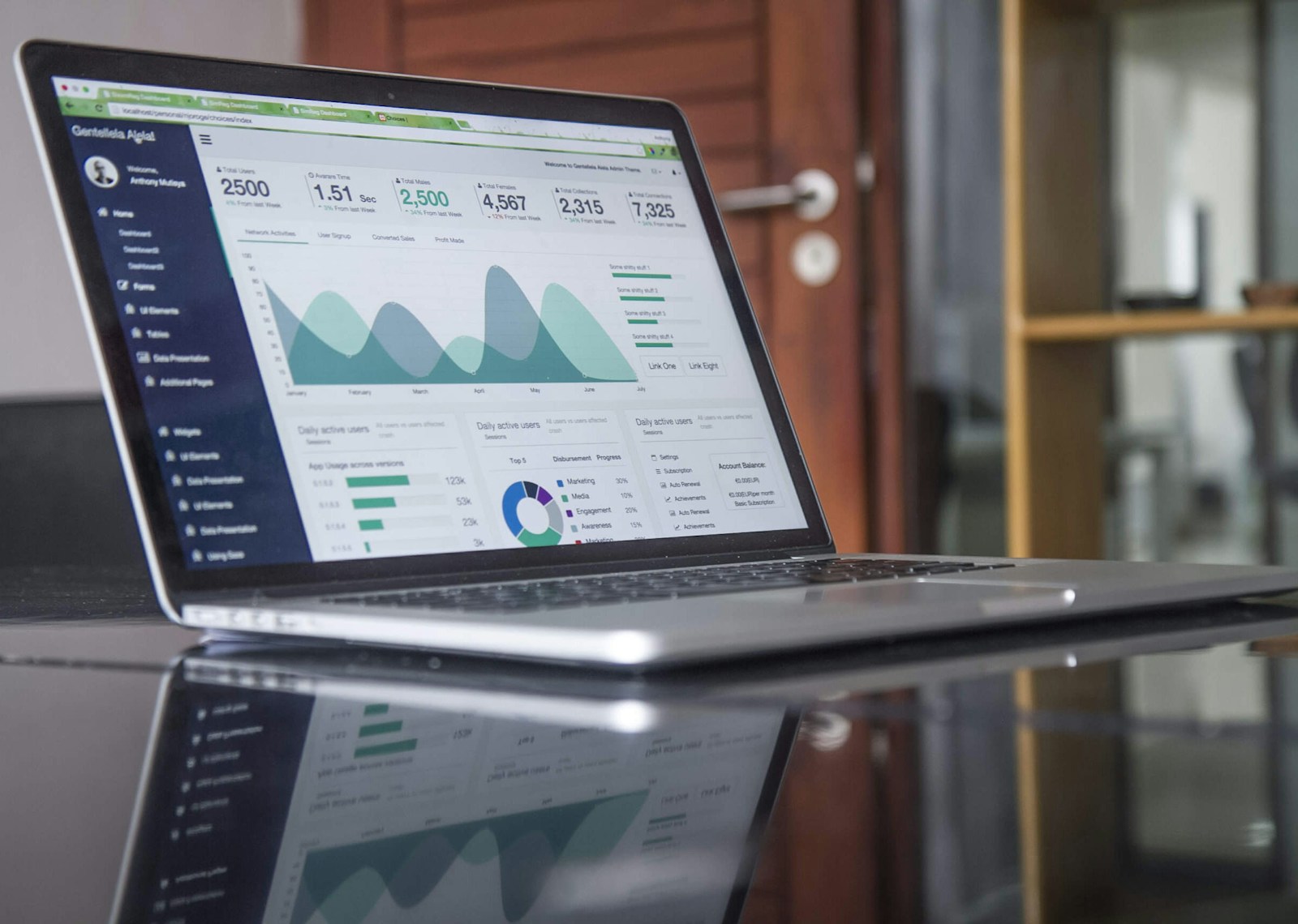 Stock photograph of digital work on a laptop